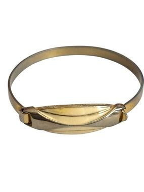 D’Orlan Vintage Signed 80s Nina Ricci Era Cream Enamel Gold Tone Bangle Bracelet